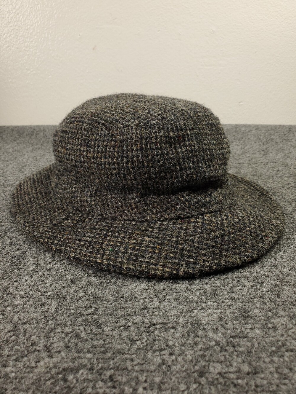 Vintage LL Bean Harris Tweed Rain Bucket Hat 2XL Wool Grey Goretex Waterproof